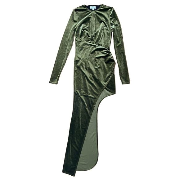 Ronny Kobo Valkyrie Dress In Junifer Olive Green High Slit Maxi Velvet Size XS - Picture 4 of 10